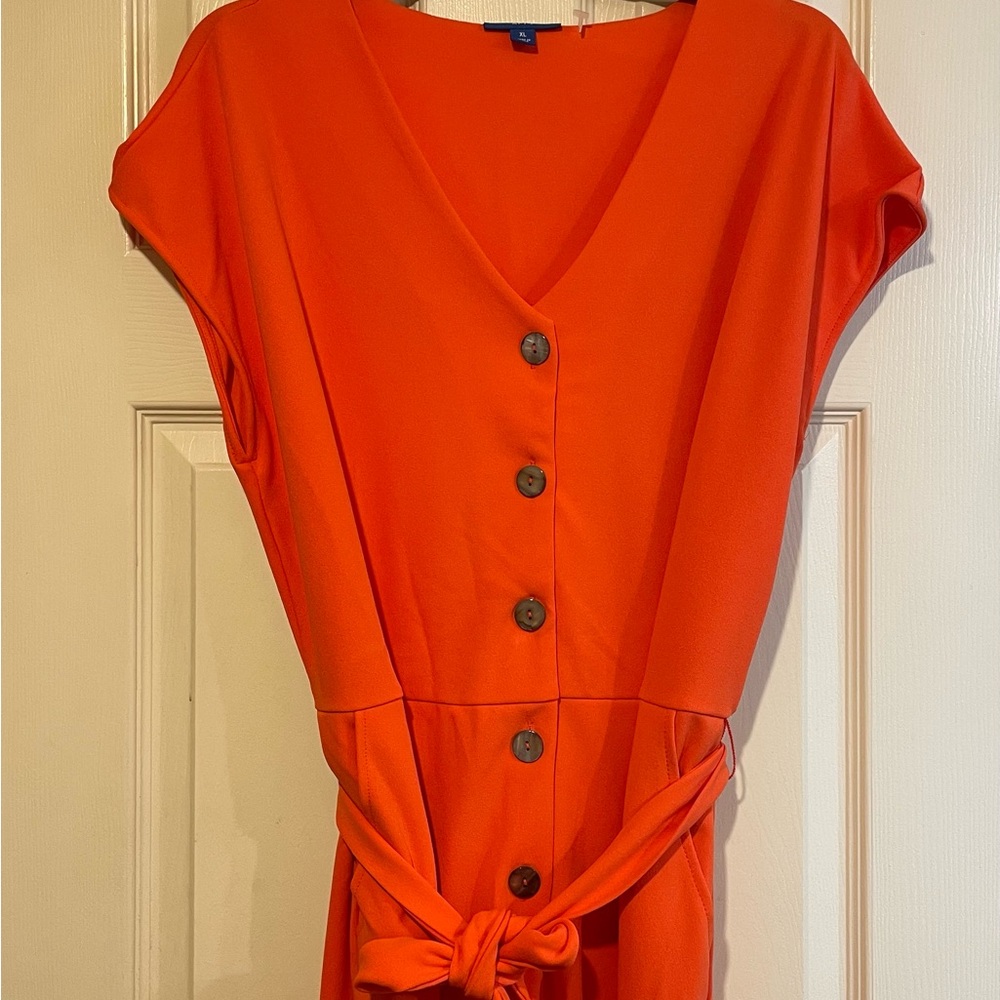 Apt 9, Orange Button-Down jumpsuit.